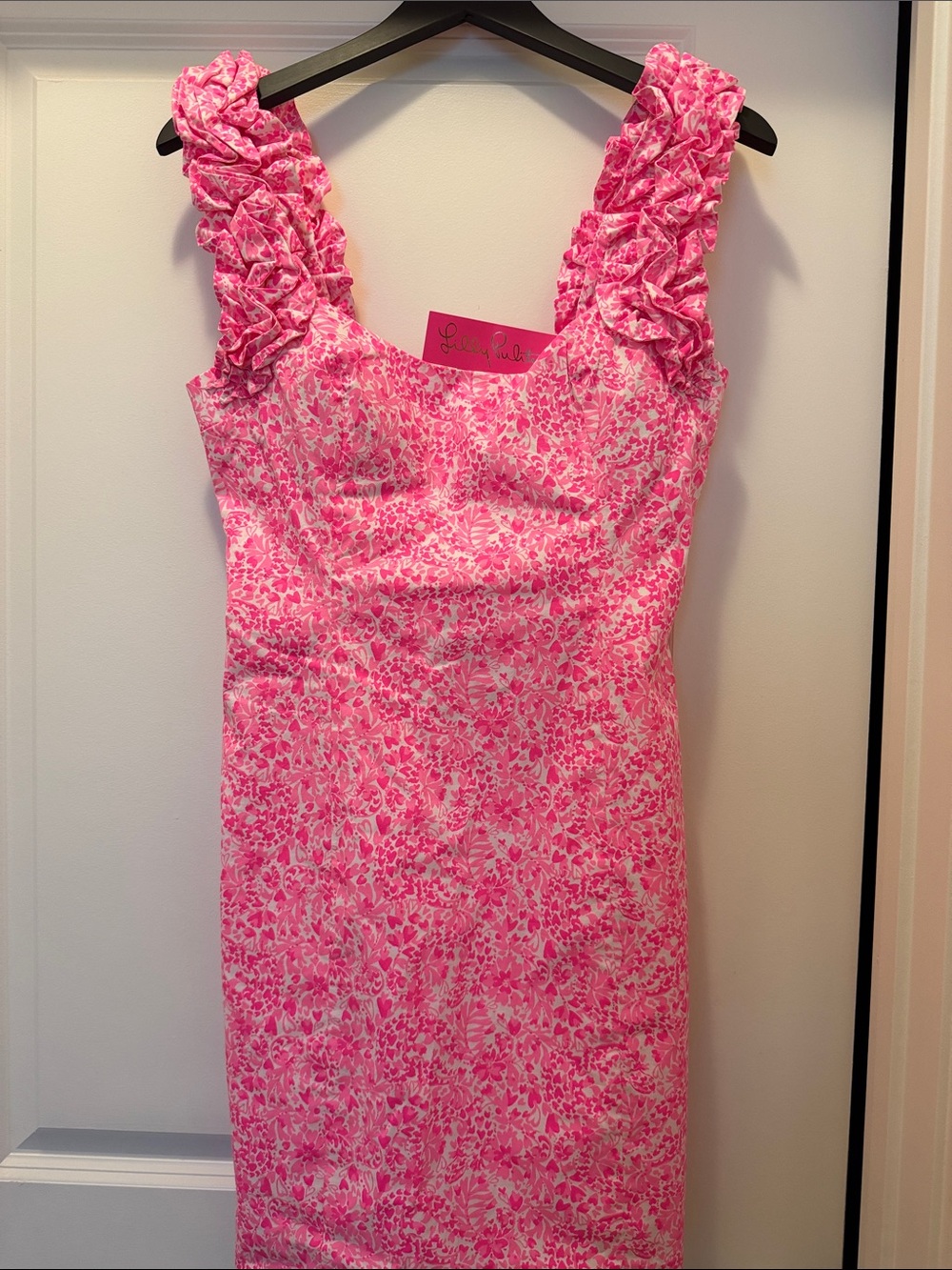 Lilly Pulitzer Pink Floral Ruffled Strap Mini Dress